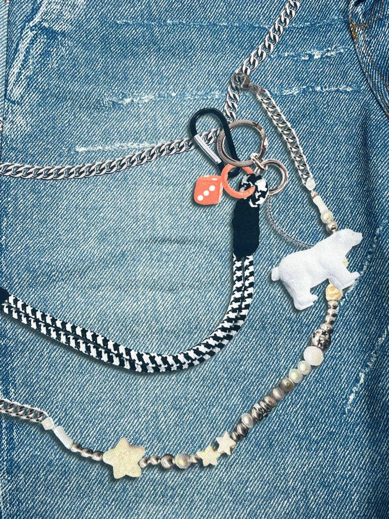 Women's Summer Loose Wide-Leg Jeans with Chain Detail N012