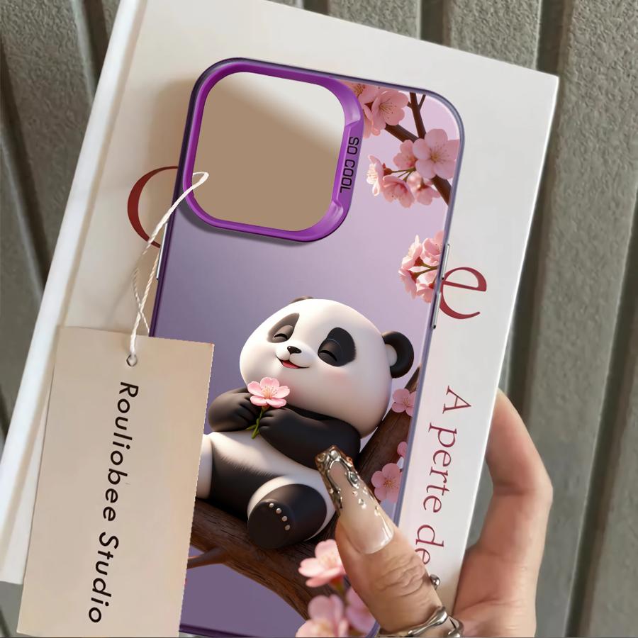Чехол-накладка с Пандой для iPhone 17 Pro Max 11 XS 13 Pro XR 12 Air 15 Plus 16 14