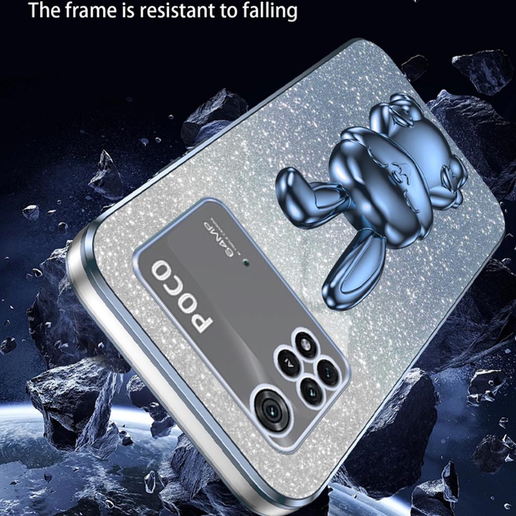 For Xiaomi Poco M4 Pro 4G Case Cartoon Rabbit PC+TPU Phone Cover with Pull-out Kickstand