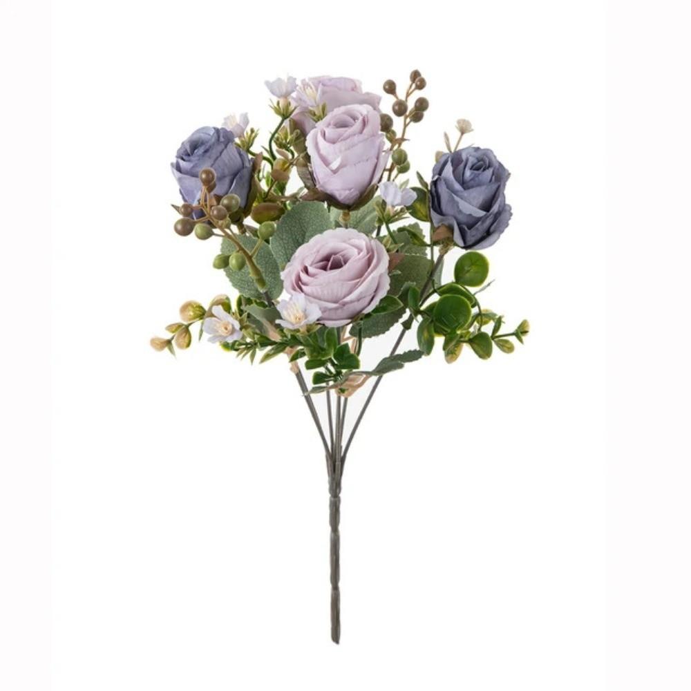 Embroidered Ball Simulation Flower Bundle Design Artificial Flower Lifelike Silk Rose Party Decor