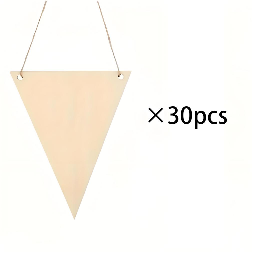 20/30 DIY wooden triangle banner, blank wood chip hanging, suitable for home, Halloween and Christmas crafts