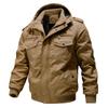 Мужская washed-cotton куртка в военном стиле с капюшоном и бархатной подкладкой