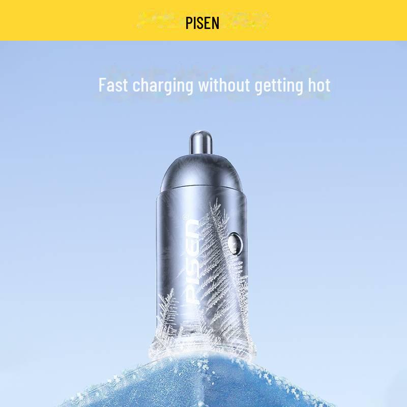 PISEN 66W Fast Car Charger for Apple & Android, 3-Port USB Adapter