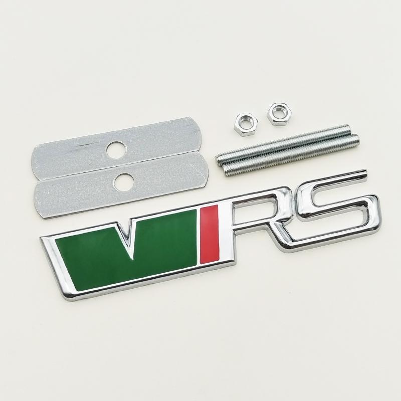 3D Metal RS Logo VRS Car Front Grill Emblem Rear Trunk Badge For Skoda VRS Octavia 1 2 3 Rapid Kodiaq Karoq Fabia Kamiq Superb QN8