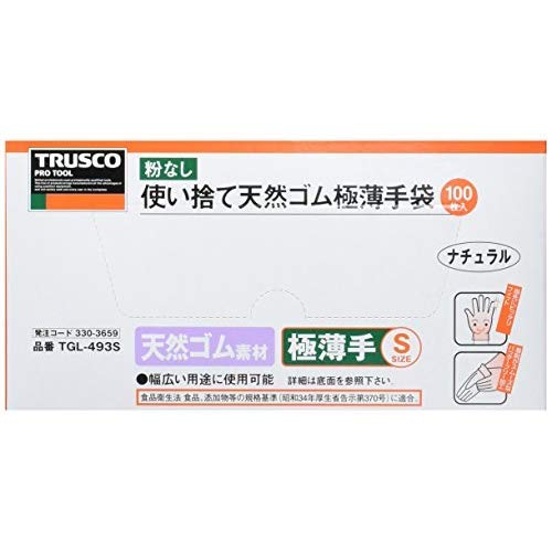 Перчатки TRUSCO из натурального каучука одноразовые ультратонкие M белые без пудры 100 шт. TGL493M M 0,08