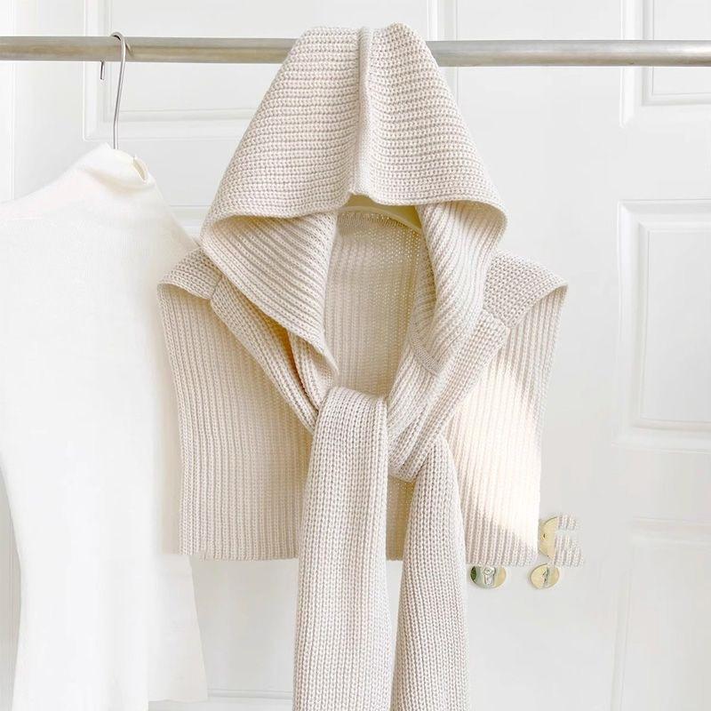 Design Sense Hooded Shawl Women Lazy Wind Autumn and Winter Outside with Navy Collar Scarf Warm Scarf Hat Integrated