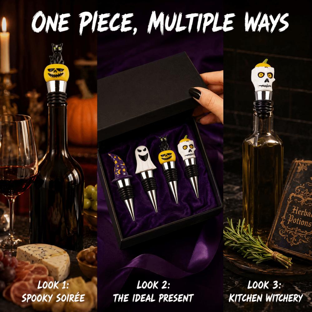 4PCS Aluminum Alloy Resin Wine Stopper Colorful Bottle Plug Wine Bottle Stopper Halloween Party