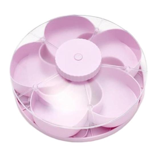 Вращающийся сервировочный поднос с отделениями для закусок, соусов, вечеринок, закусок, вращающийся контейнер для закусок с крышкой, форма цветка, многосекционный органайзер Susan для