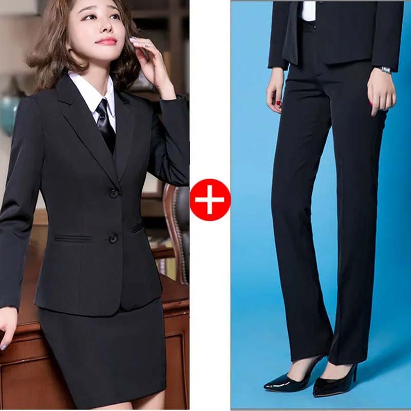 2Pcs Blazer Suit Female Temperament Professional Wear Jacket Ladies Formal Hotel Work Clothes Spring and Autumn OL Interview Suit