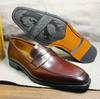 Мужские лоферы пенни большого размера из натуральной телячьей кожи сине-красные туфли для платья итальянский дизайнер ручная работа слипоны свадебные туфли