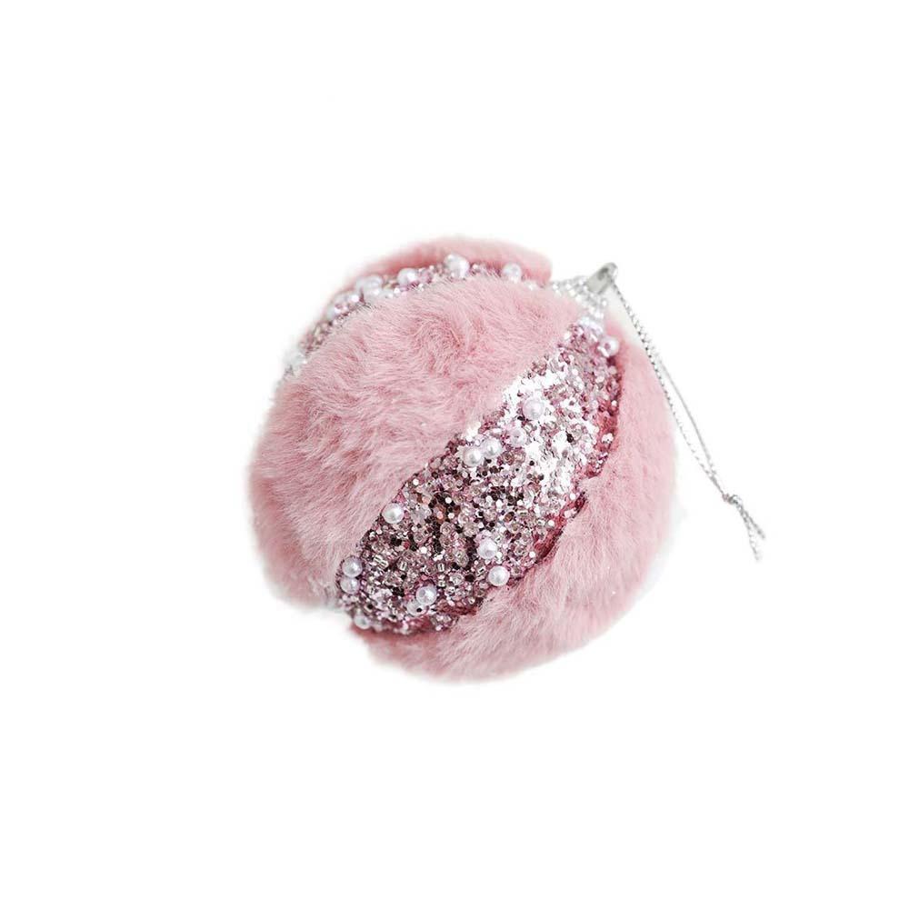 Sequined Pink Christmas Balls 8cm Xmas Tree Pendant Christmas Tree Hanging Ornament  Living Room