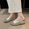 French Woven Breathable Bag Head Slippers Women's Summer Wear 2025 New Fashionable and Comfortable Inner Heightening Flat Bottom Sandals