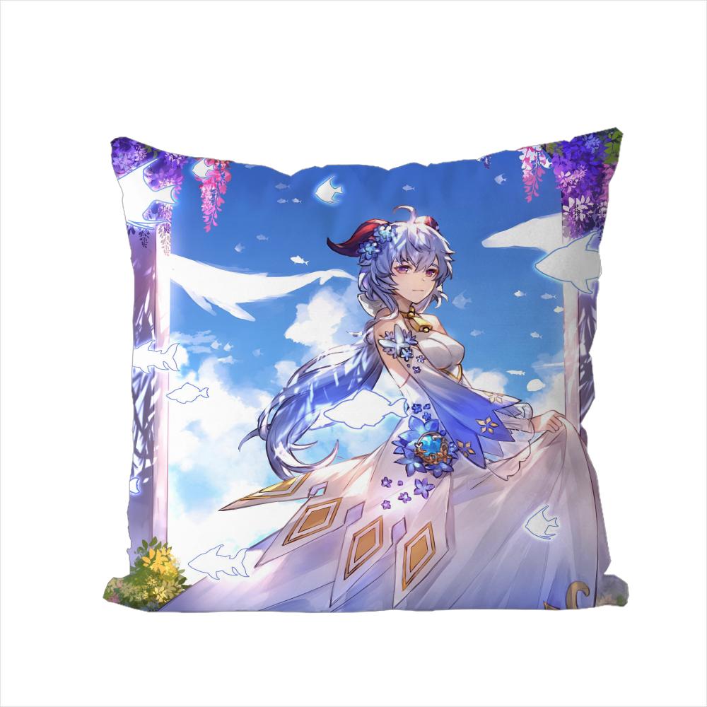 Ganyu Genshin Impact Pillow Case For Car Sofa Decorative Home Doublesided Print Plush Square Throw Pillow Cushion Cover