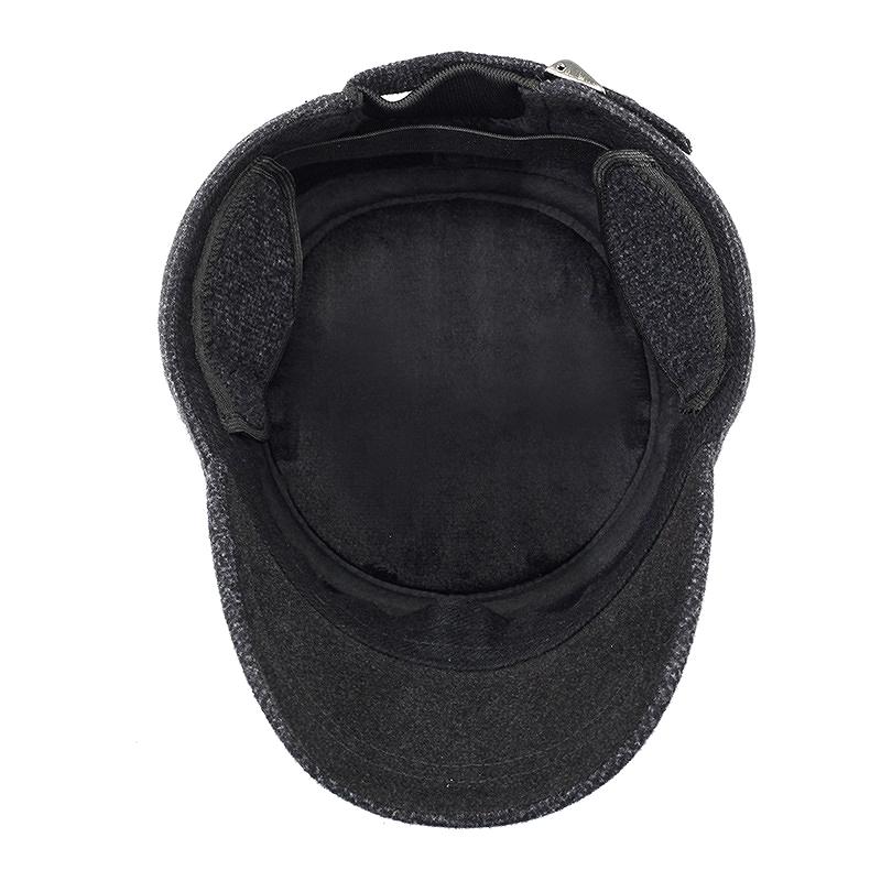 Осенние и зимние новые мужские шапки зимние хлопковые с наушниками шерстяные шапки с плоским верхом шапка для пожилых людей среднего возраста уличное термобелье