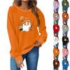 Женская мода повседневный принт повседневный длинный рукав круглый вырез толстовка топ
