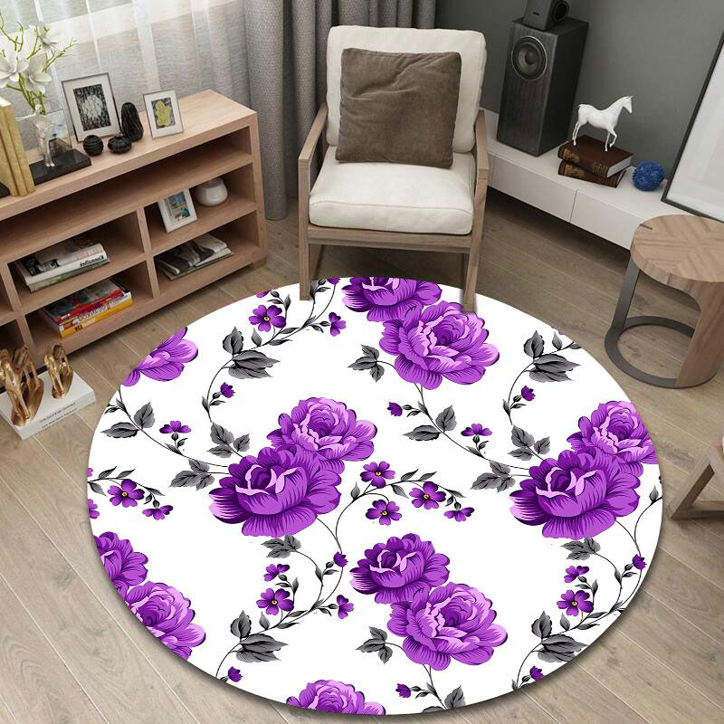 Modern Round Geometric Multicolor Rug Mat, Non-Slip Floor Mat for Entryway