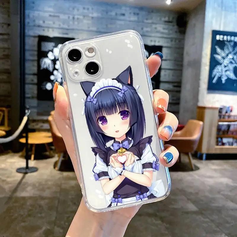 Чехол для телефона Chocola Nekopara Аниме для IPhone 16 15 14 13 12 11 Mini Pro Max X XR XSMax 7 8 Plus SE20 Прозрачный чехол