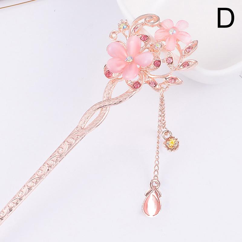1PC Hair Sticks Rhinestones Crystal Flowers Women Headdress Elegant Hairpins Headwear Hair Jewelry Hair Clip