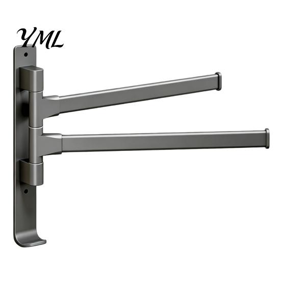 Rotating Towel Storage Swivel Rack, 180 Degree Design, Wall Mounted Space Bathroom Rack Aluminum Swing Holder, Anti-slip Organizer for Kitchen And