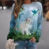 Autumn 3D Cat Printed Hoodies Fashionable Casual Sports Long Sleeved Women’s Hooded Sweatshirts