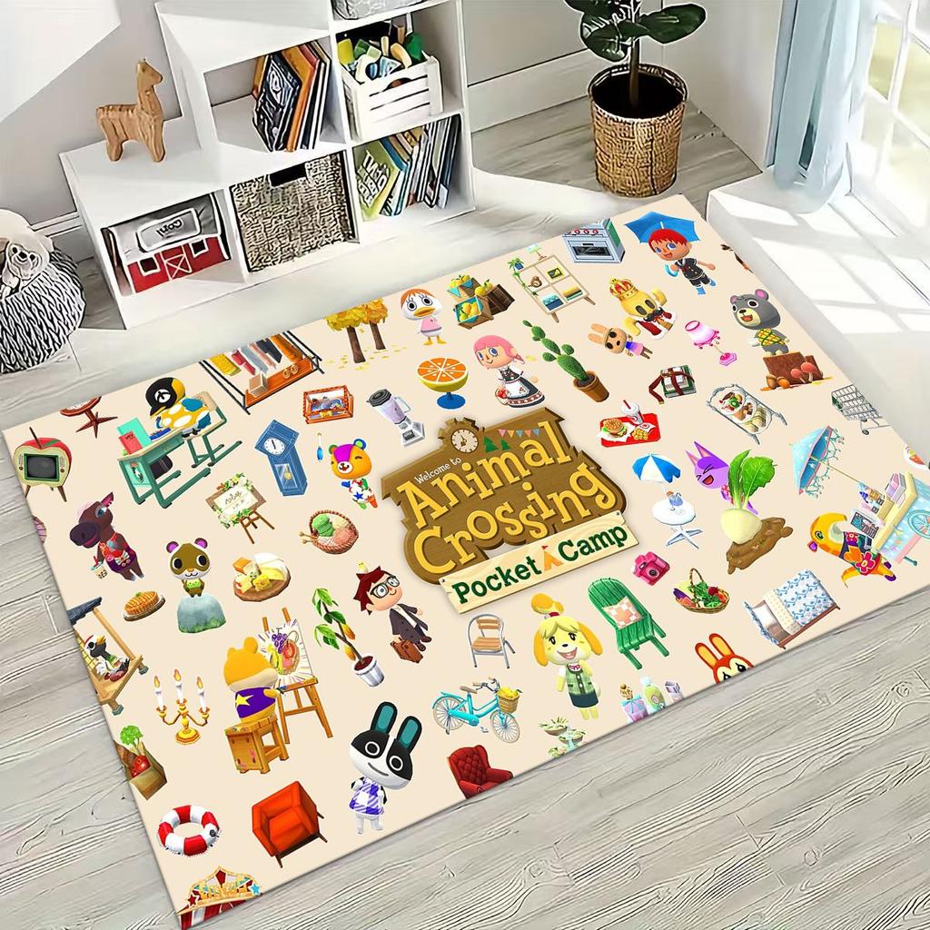 Игровой ковер с мультяшным рисунком Animal Crossing Wild World для спальни, гостиной, дивана, домашний коврик для двери, декор, большой детский игровой нескользящий коврик для пола