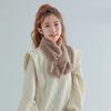 Women Winter Faux Rabbit Fur Cross Collar Solid Color Thickened Warm Scarf Plush Elegant Shawl Scarf Clothes Accessories