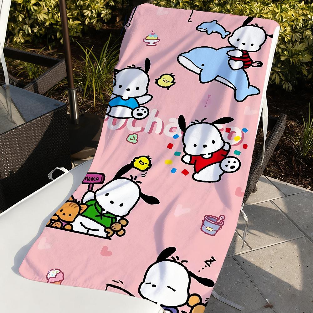 Милое Мультяшное Полотенце P-Pochacco Быстросохнущее Мягкое для Йоги, Плавания, Фитнеса, Альпинизма, Большие Пляжные Полотенца