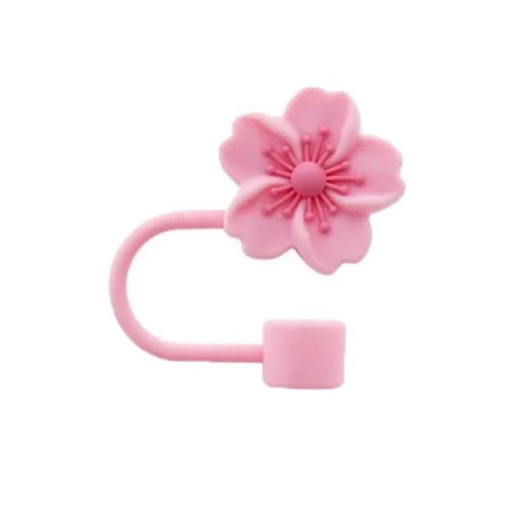 Silicone Cherry Blossoms Straw Cover Dust-Proof Straw Tips Begonia Flower Straw Topper  Tumbler