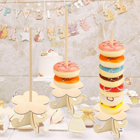 1 комплект подставки для пончиков креативной формы многоразовые гладкие края без заусенцев широкое применение простая сборка деревянная пищевая подставка для десертных пончиков для пекарни