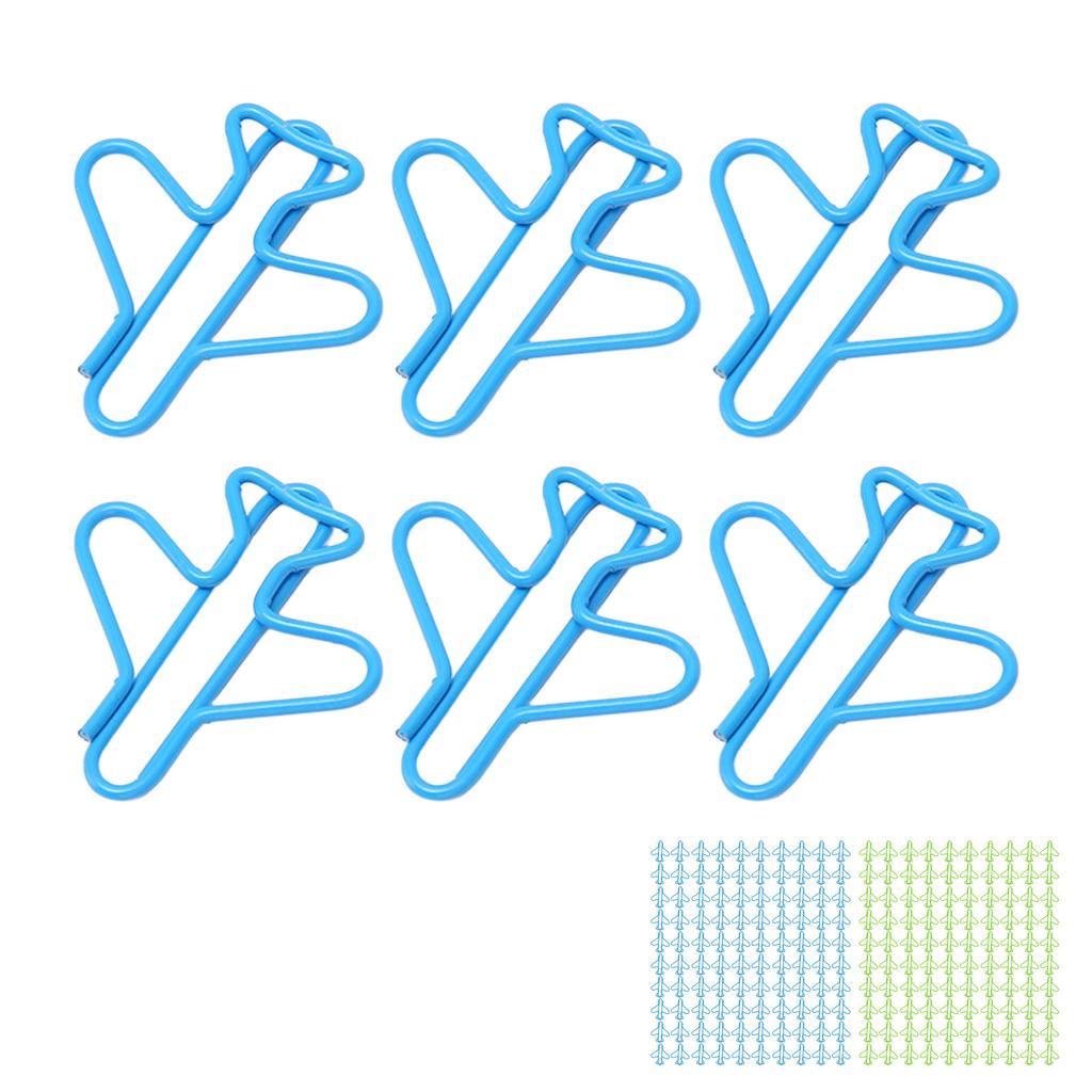 100 шт. милые скрепки в форме самолета, дизайн, покрытая проволока, яркие цветные необычные скрепки для скрапбукинга 