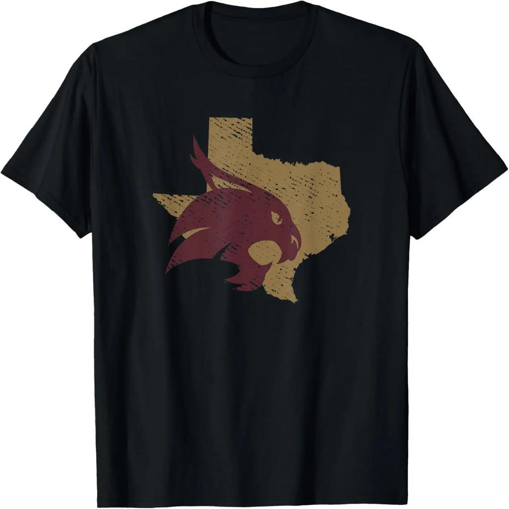 Футболка с изображением формы штата Техас и талисманом Texas State University Bobcats