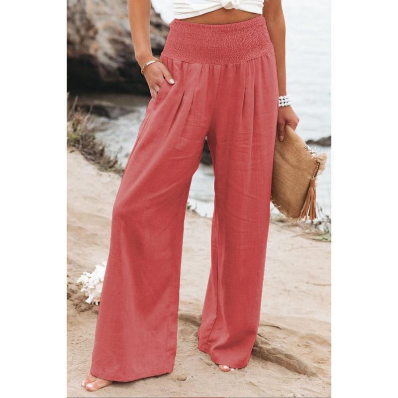 Women's Fashion Loose Casual Solid High Waist Wide Leg Pants Casual Pants