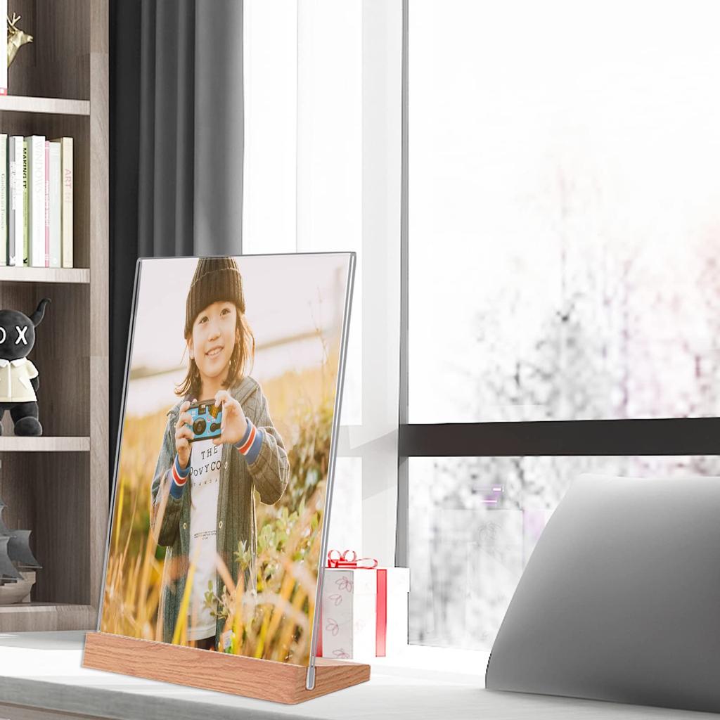 Sign Holder Set of 2 Vertical Photo Frame Acrylic Standing Sign Photo Card Stand Clear Acrylic Menu Stand POP Stand L-Shaped (A6)