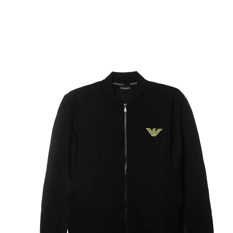 Emporio Armani FW24 Спортивный костюм на молнии с принтом букв логотипа, повседневный, унисекс, черный 112115-4F571-00020
