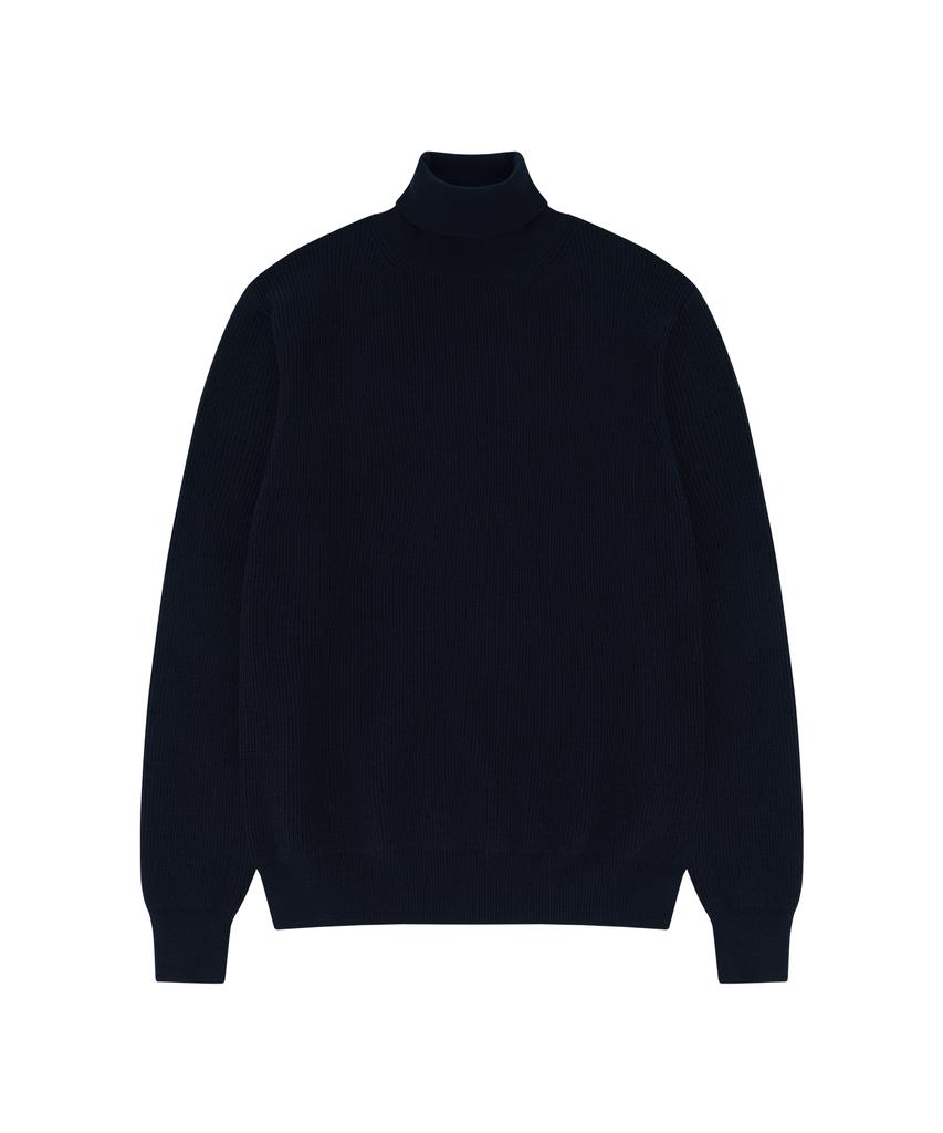 BELLIEF Wool Soft Turtle Neck Knit (Navy)