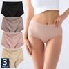 3Pcs Women's Panties Seamless Underwear Invisibles Briefs High Waist Full Coverage Breathable Moisture Wicking Underpant