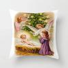 Christmas Angels Santa Claus Cushion Cover Hot Polyester Vintage Oil Painting Angels Pillow Covers Sofa Chairs Throw Pillows