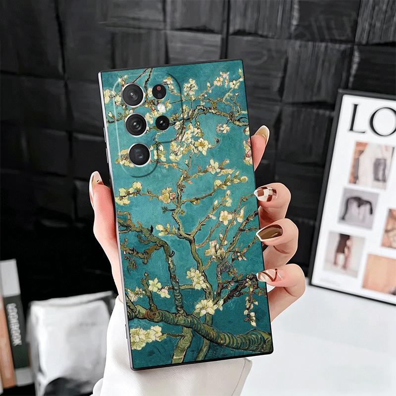 Van Gogh Oil Painting Aesthetics Soft Phone Case for Samsung Galaxy S26 S25 Edge S24 Ultra S23 Plus S22 S21 FE S20 Black Cover B