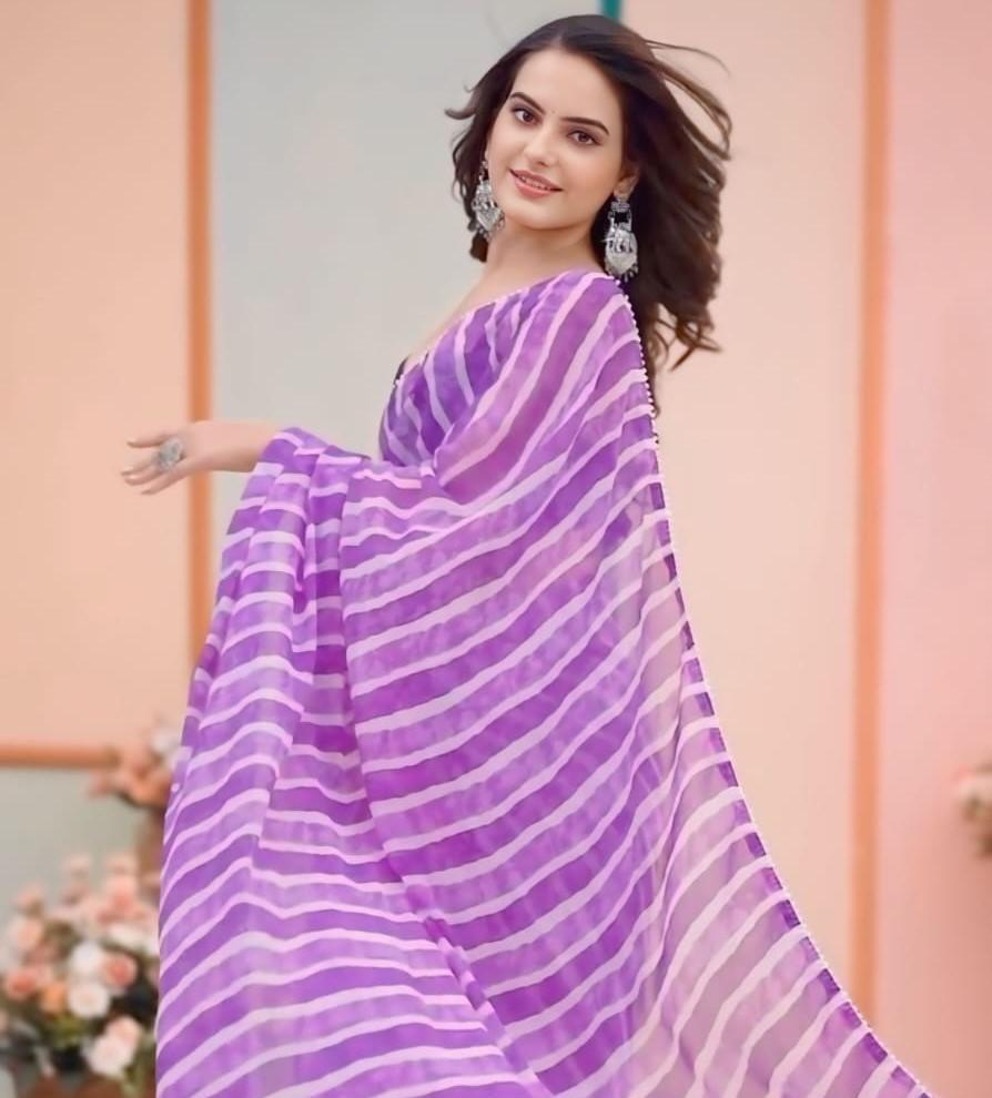 Trending Indian Ready To Wear Georgette Saree In Laheriya Design