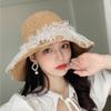 Lace Straw Hat Women's Small Fresh Sunscreen Sun Hat Beach Big Brim Tide Big Edge Face Bucket Hat Summer