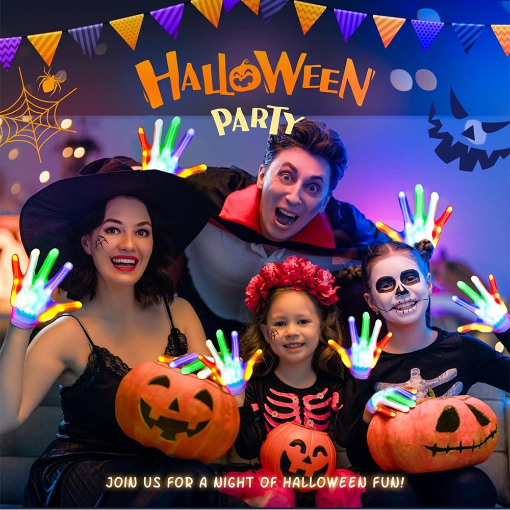 2pair LED Gloves Light Up Gloves for Halloween Christmas Parties Supplies