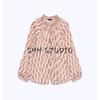 Spring New Women's Clothing French Style Retro Metallic Thread Print Temperament Long Sleeve Lapel Shirt 2505141