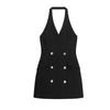 Autumn New Women's Clothing Commute Style Double Breasted Button Decoration Hanging Collar Mini Business Suit and Dress 3608536