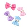 20pcs Small Dog Puppy Dots Faux Pearl Bow Pattern Hair Rope Hair Band for Dogs Cats