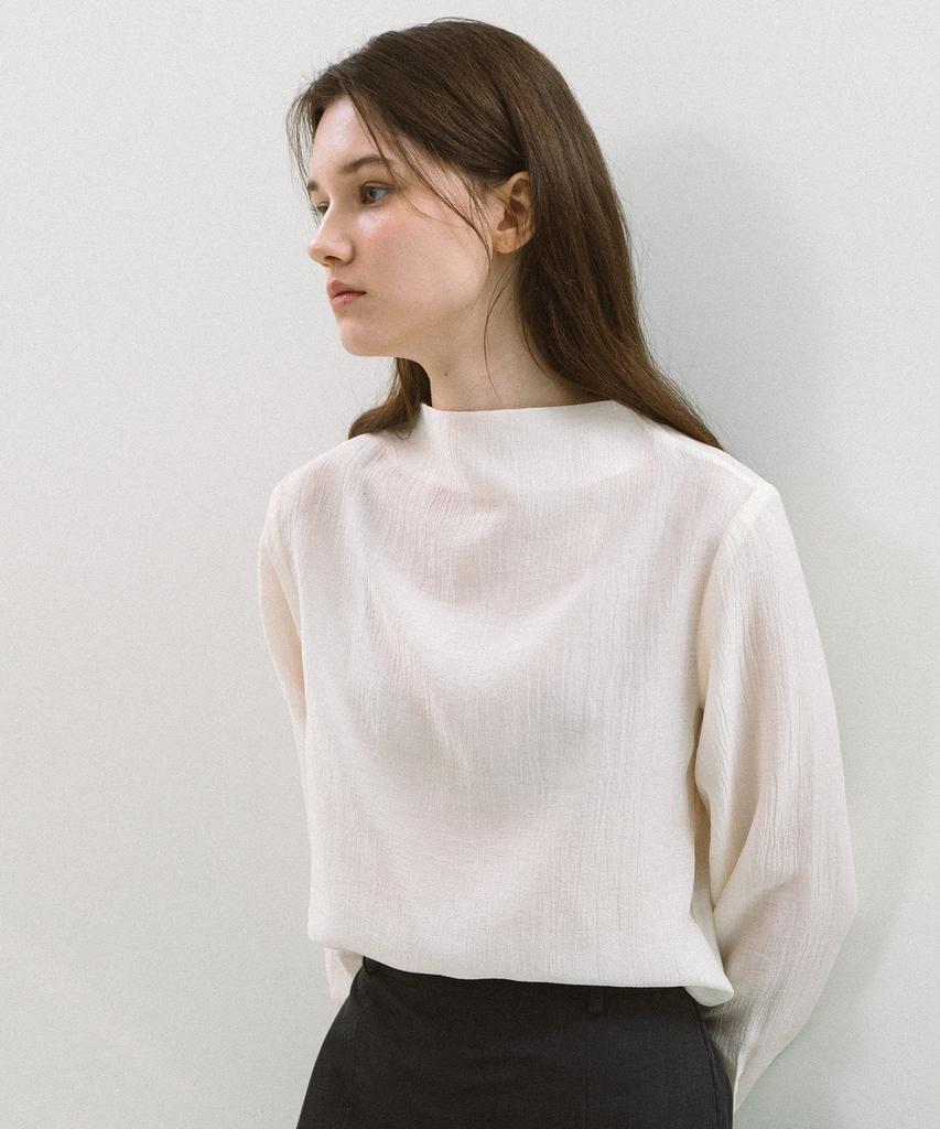 YUPPE Soft Half-Neck Blouse_Ivory