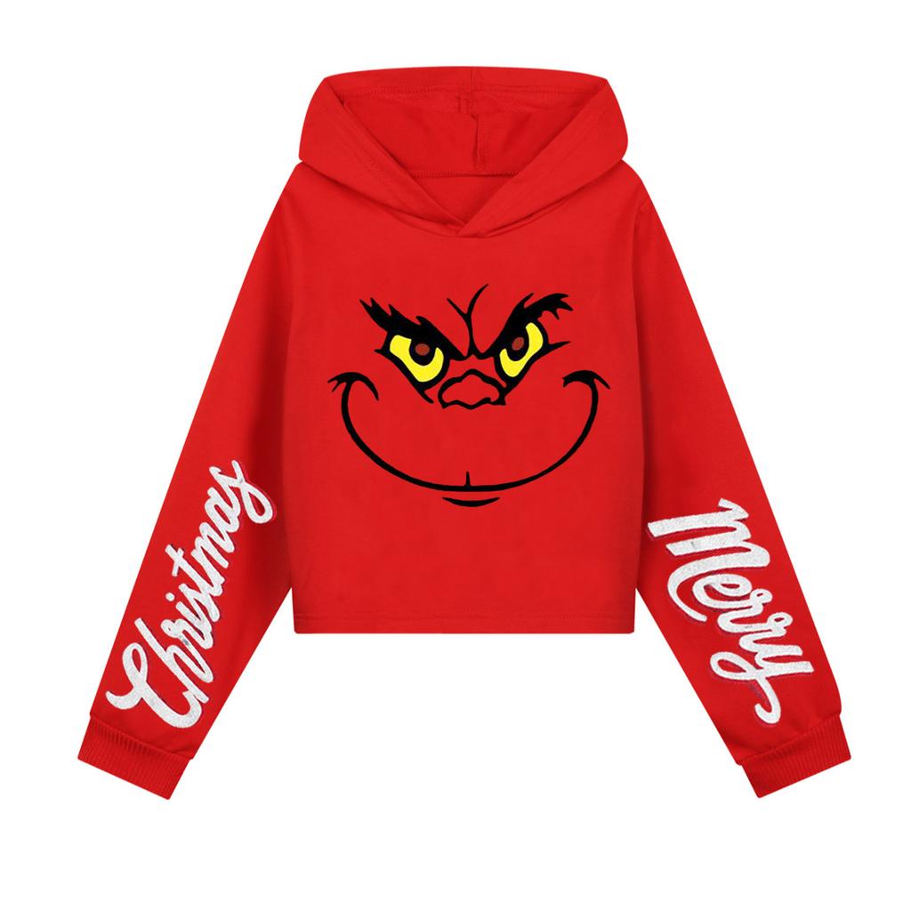 Kids' Casual Fashion Christmas Printed Long Sleeve Hooded Sweatshirt (No Drawstring)