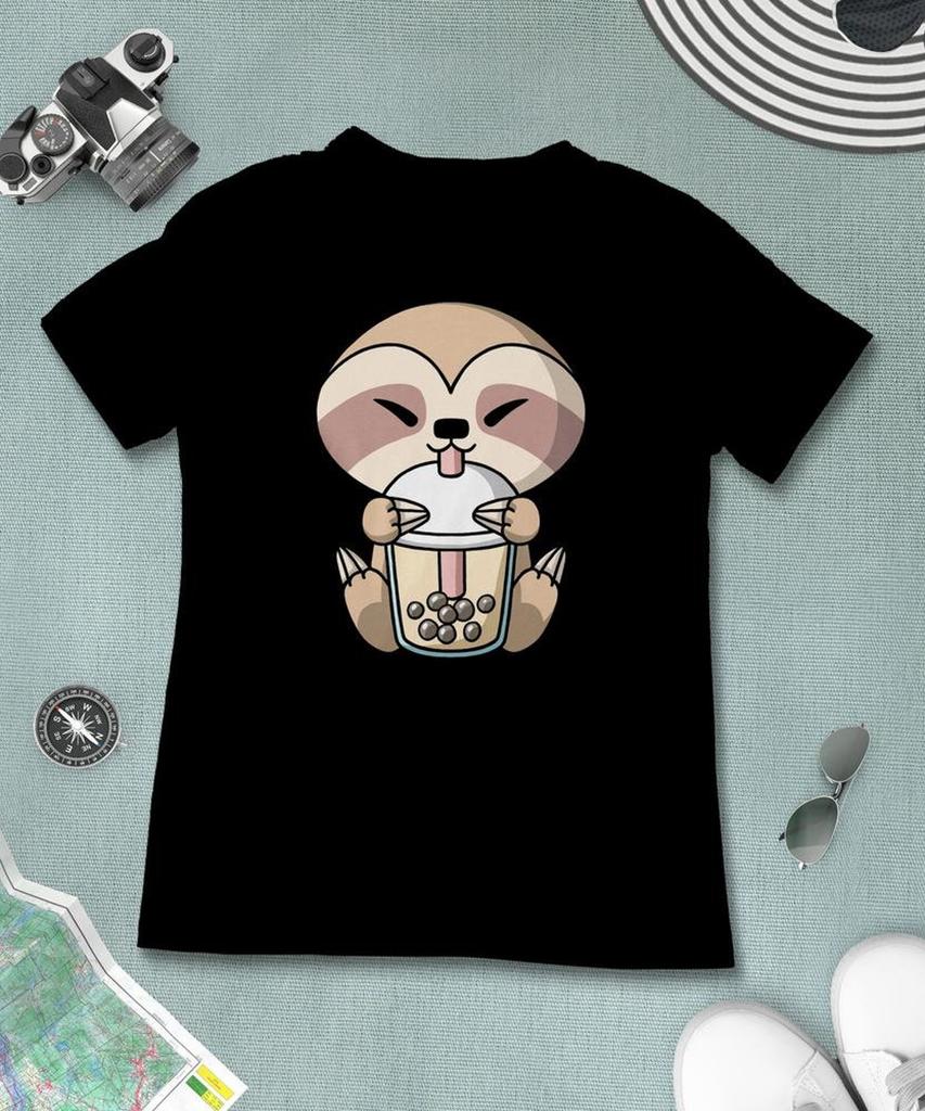 Boba Milk Tea Sloth T-Shirt, Funny Boba Milk Tea Shirt, Bubble Tea T-Shirt, Kawaii Japanese Anime Gift