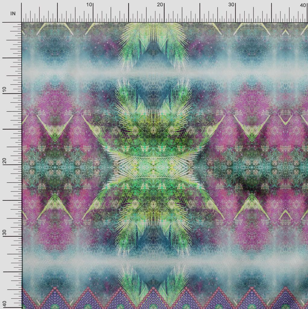 Soimoi Japan Crepe Satin Fabric Floral & Panel Print Sewing Fabric metre 42 Inch