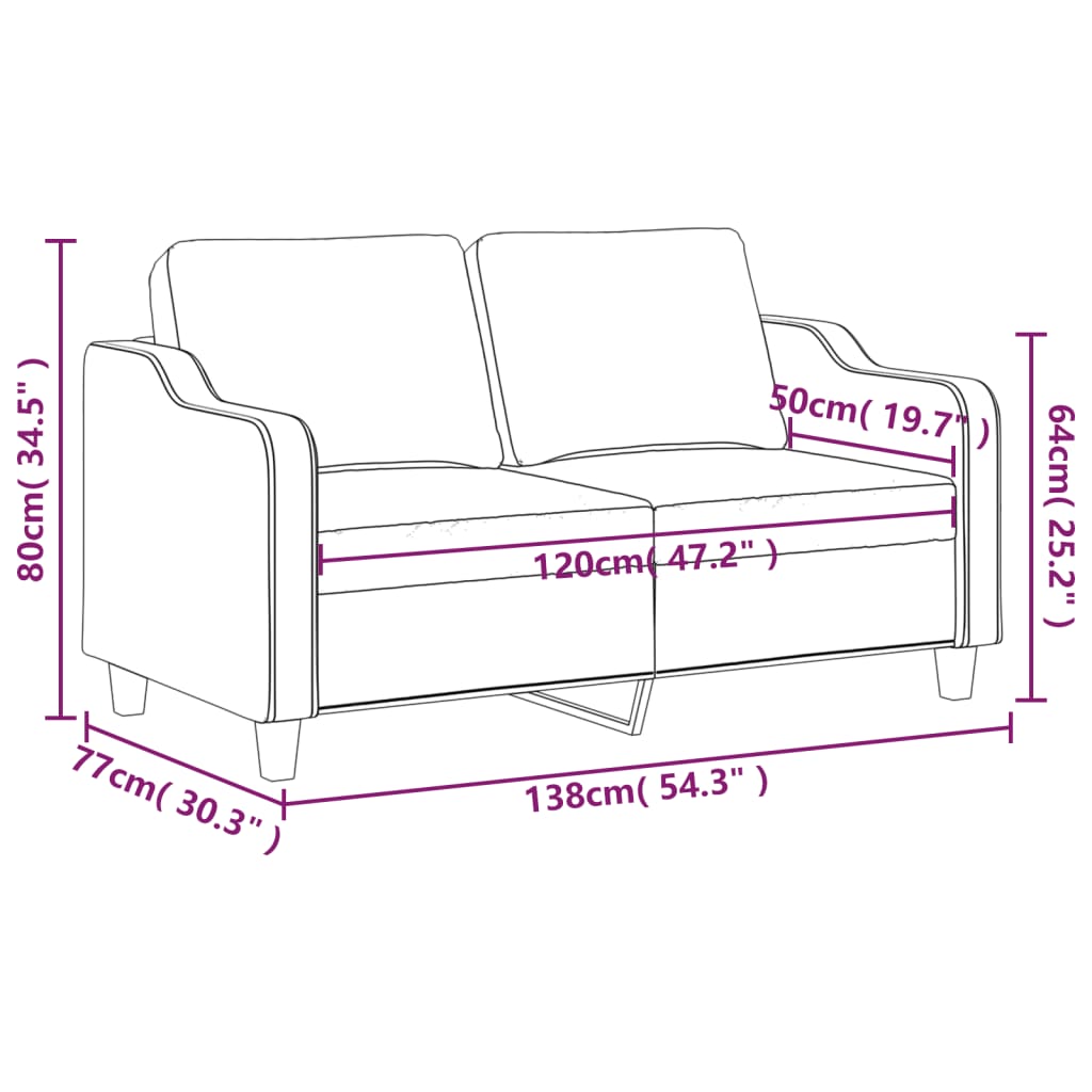 Vidaxl Sofa 2-Osobowa, Ciemnoszara, 120 Cm, Tapicerowana Tkaniną