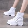 2025 Autumn High Platform Boots 8CM High Heels Women Thick Sole Ankle Shoes Leather Wedge Sneakers Keep Warm Winter Plush Boots